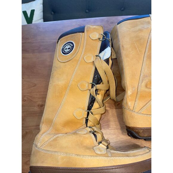 Timberland Lace Up Knee High Boots Shearling Lining Size 8.5 - Picture 1 of 10